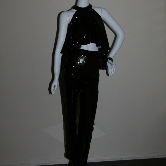 Stunningly beautiful Black sequin pant set - Picture 2 of 8